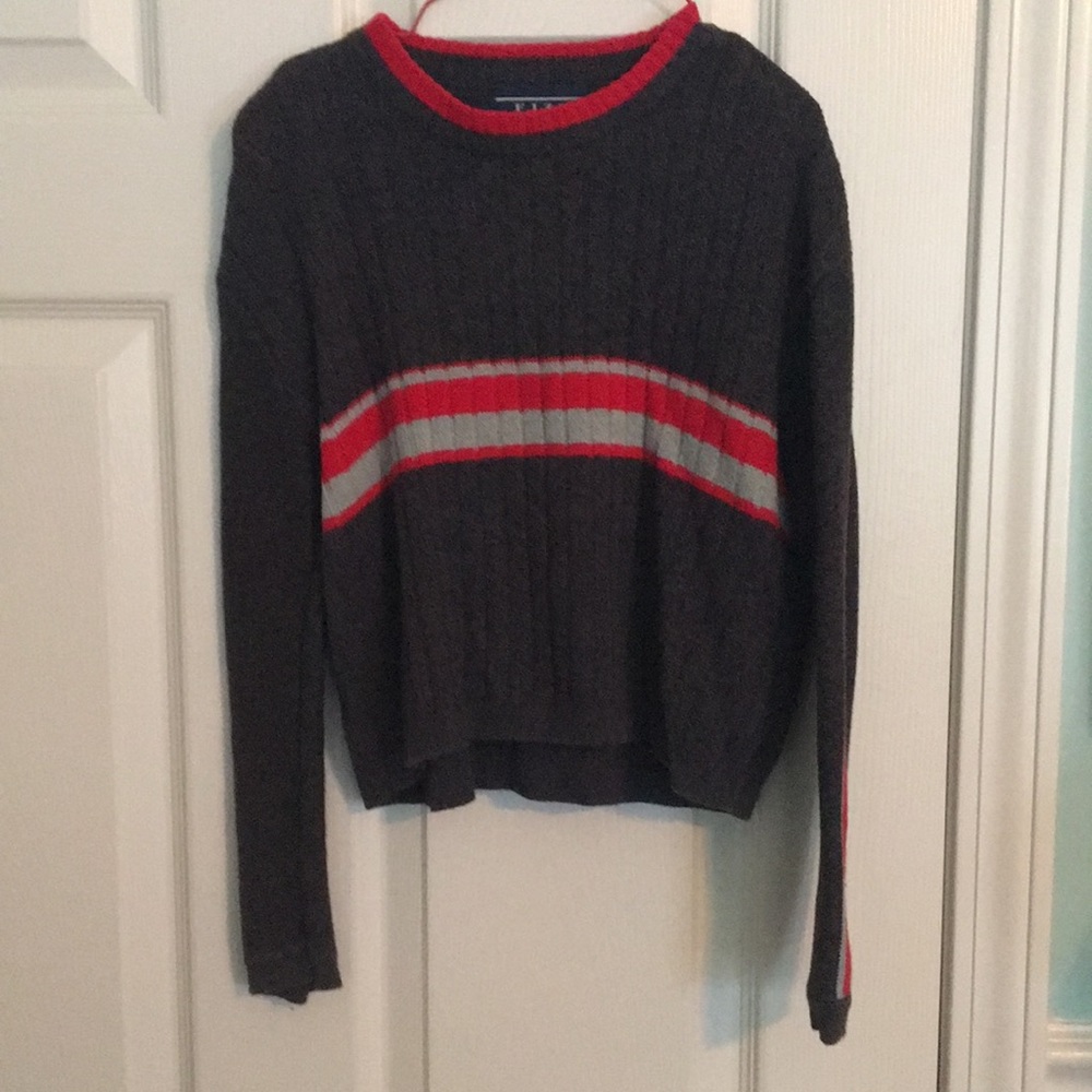 Boys Fizz size 5 gray sweater with red trim